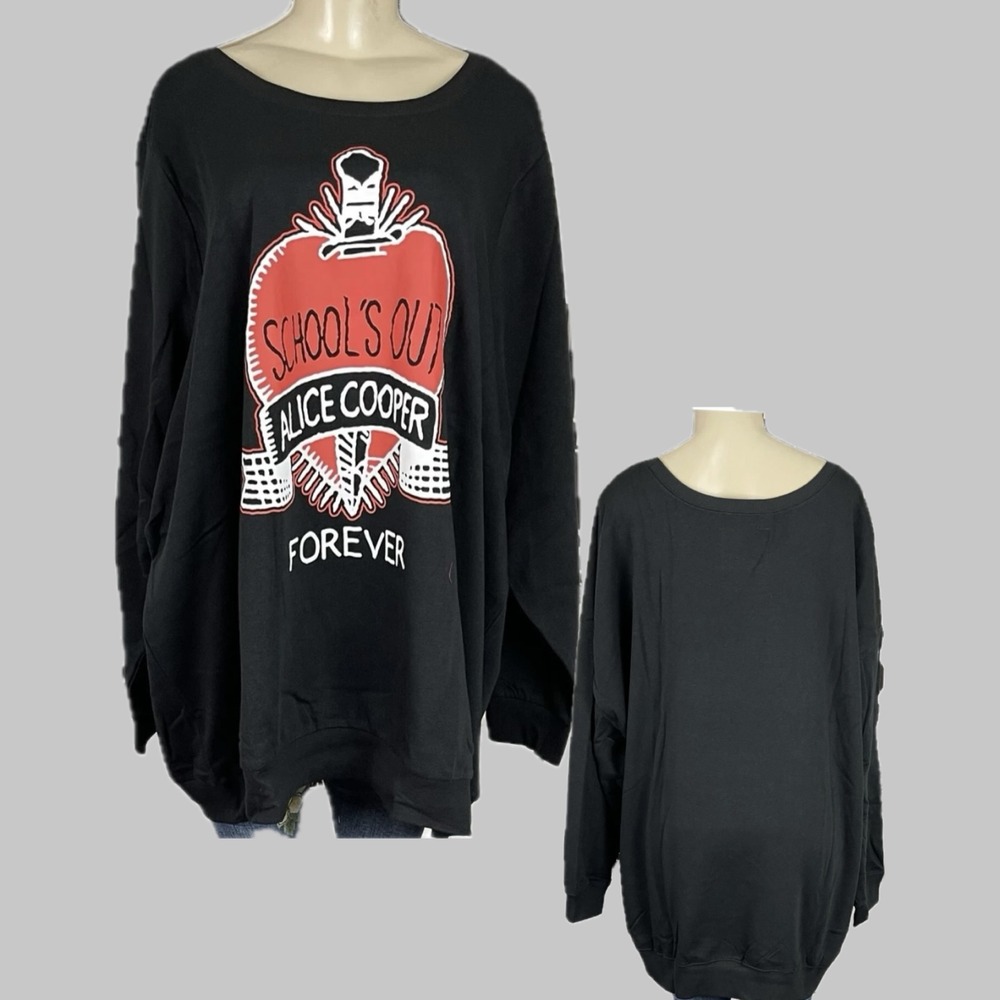 Alice Cooper 5X Black Schools Out Forever Heart Dagger Band Graphic Sweatshirt